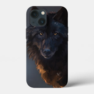 Zwarte wolf iPhone 13 mini hoesje