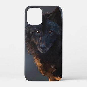 Zwarte wolf iPhone 12 mini hoesje