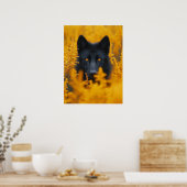 Zwarte Wolf Duitse Herder Hond Poster (Keuken)