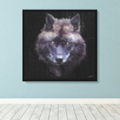Zwarte Wolf Impressionist Wildlife Art Canvas Afdruk (Insitu (Houten vloer))