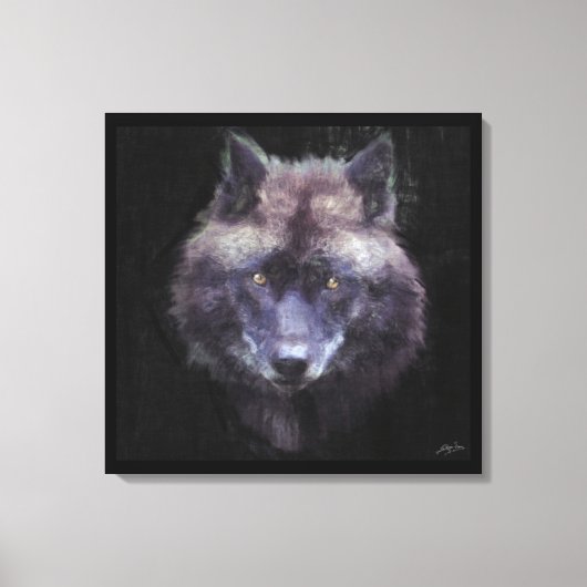 Zwarte Wolf Impressionist Wildlife Art Canvas Afdruk (Voorkant)