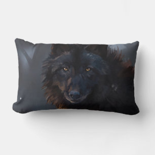 zwarte wolf kussen