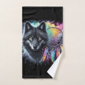 Zwarte wolf met een dromenvanger bad handdoek (Handdoek)