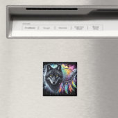 Zwarte wolf met een dromenvanger magneet (Insitu (Vaatwasser))