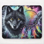Zwarte wolf met een dromenvanger muismat (Voorkant)