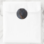 Zwarte wolf ronde sticker (Tas)