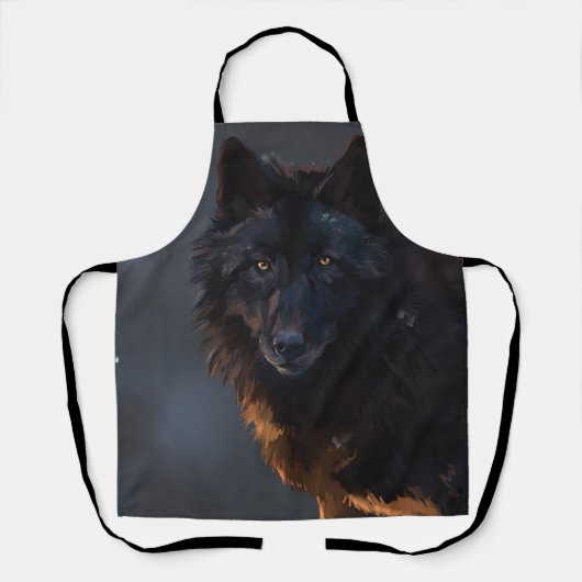 zwarte wolf schort (Voorkant)