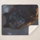 zwarte wolf sherpa deken (Voorkant (horizontaal))