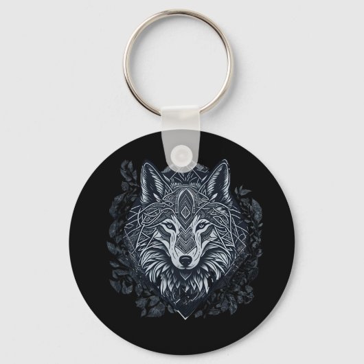Zwarte Wolf Sleutelhanger (Voorkant)