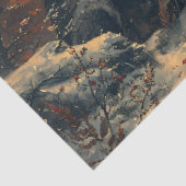 Zwarte wolf tijdens de winter schilderij Decoupage Tissuepapier (Detail)