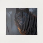zwarte wolf wandkleed (Voorkant (horizontaal))