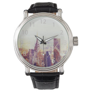 Zwarte wolkenkrabben horloge