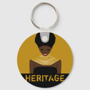 Zwarte Woman Afro Tribal Ketting AFRICAN Heritage Sleutelhanger