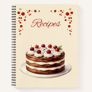 Zwarte Woud Cake en Kersen Receptenboek Notitieboek