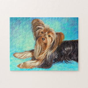 Zwarte Yorkie-hond, acrylschildering Legpuzzel