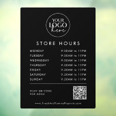 Zwarte Zakelijke Logo QR Code Openingstijden Raamsticker (Vel 3)