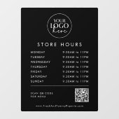 Zwarte Zakelijke Logo QR Code Openingstijden Raamsticker (Vel)