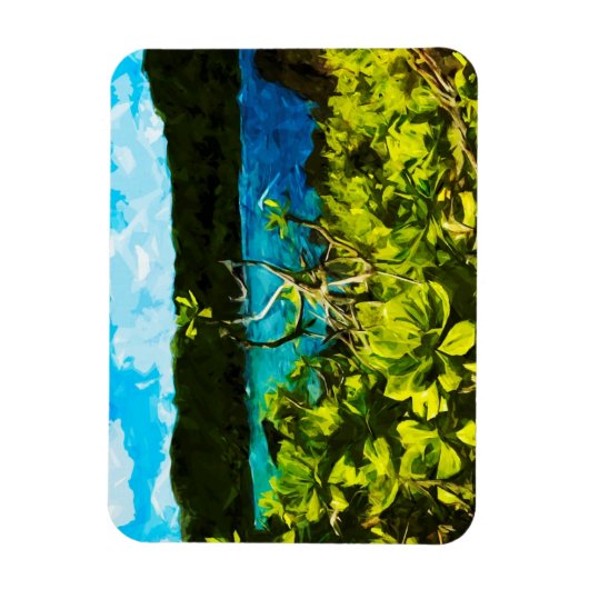 Zwarte zandstrand op weg naar Hana Maui Abstract Magneet (Verticaal)