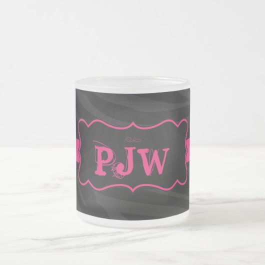 Zwarte Zebra Pattern Frosted Glass Coffee Mok Cup (Center)