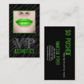 Zwarte zebra print groene lippen make-up Visitekaa Visitekaartje (Voorkant / Achterkant)