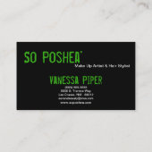 Zwarte zebra print groene lippen make-up Visitekaa Visitekaartje (Achterkant)