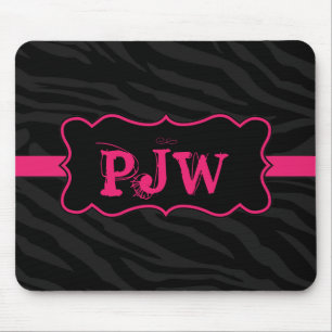 Zwarte Zebra Print Patroon Gepersonaliseerde Mouse Muismat