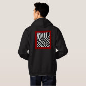 Zwarte Zebra Print Pattern op Deep Red. Hoodie (Achterkant volledig)