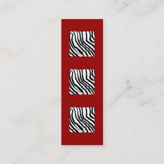 Zwarte Zebra Print Pattern op Deep Red. Mini Visitekaartje (Voorkant)