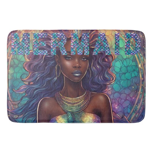 Zwarte Zeemeermin badmat (Voorkant)