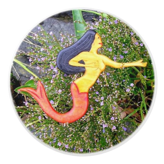 zwarte zeemeermin keramische knop (Voorkant)