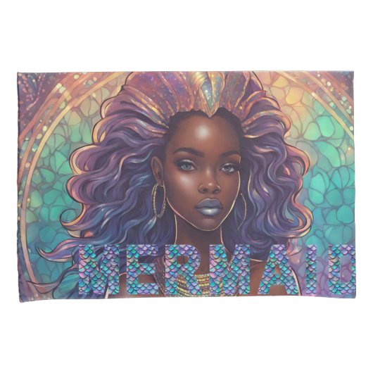 Zwarte Zeemeermin Kussensloop (Voorkant-Rechts)