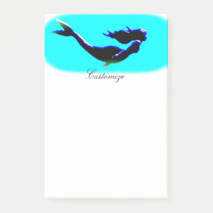 zwarte zeemeermin onder water post-it® notes