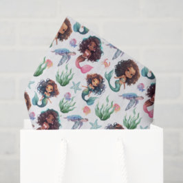 Zwarte Zeemeermin Verjaardag Tissuepapier in Wit