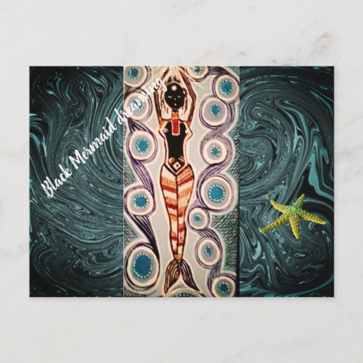 Zwarte Zeemeerminnaar. Briefkaart (Voorkant)
