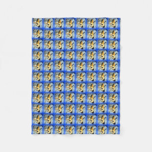 zwarte zeemeervis patroon blauw fleece deken