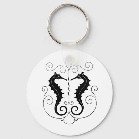 zwarte zeepaardjes sleutelhanger (Voorkant)