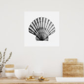 Zwarte  ZeeShell Pilgrim Mussel Illustratie Poster (Keuken)