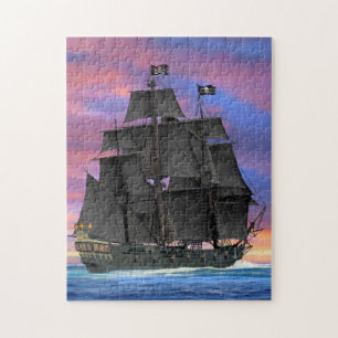 Zwarte zeilen van de zeven zeeën legpuzzel
