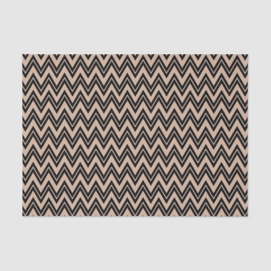 Zwarte zigzag Chevron over Tan Achtergrond Tissuepapier (Voorkant)
