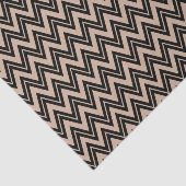 Zwarte zigzag Chevron over Tan Achtergrond Tissuepapier (Detail)