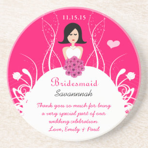 Zwarte zijde Bridesmaid Wedding Gown Onderzetter