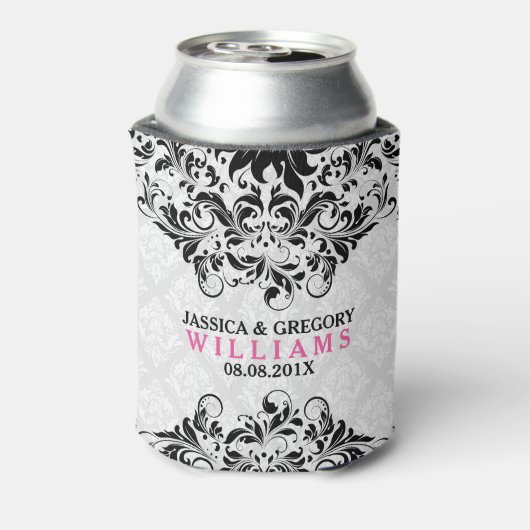 zwarte zijde op witte doekjes blikjeskoeler (Blikje Achterkant)