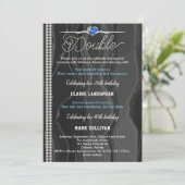 Zwarte Zijde, Parels en Blauwe Volwassendag Kaart (Staand voorkant)