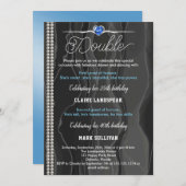 Zwarte Zijde, Parels en Blauwe Volwassendag Kaart (Voorkant / Achterkant)