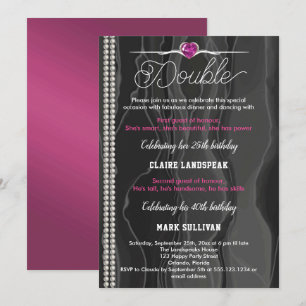 Zwarte Zijde, parels en roze volwassen verjaardag Kaart