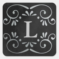 Zwarte zijde zilveren folie bloedig monogram