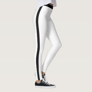 Zwarte Zijstreep Witte Broek of Kies Kleuren Leggings