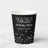 Zwarte & Zilver Dubbele feestdag Papieren Bekers (Achterkant)