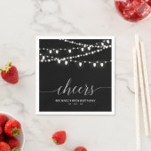 Zwarte & Zilver Elegant Lights Volwassendag Servet (Insitu)