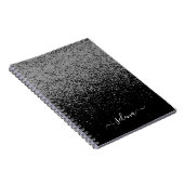 Zwarte Zilver Glitter Meisjes Monogram Notitieboek (Rechterzijde)